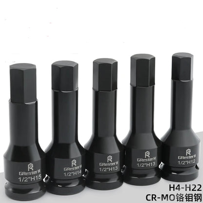 TEBAK 1pcs Metric 1/2 Inch Hexagon Screwdriver Bit Security Bit Set Hex Slotted Star Bit