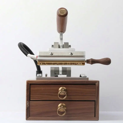 TEBAK Automatic Clothing Leather Tags Label Embossing Cutting Machine Hot Press Leather Stamping Machine