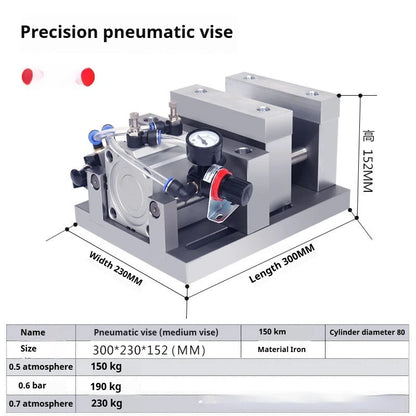 TEBAK Multi-functional Pneumatic Vice with Dual Cylinders, Durable, CNC Machine Tool Heavy-duty Fixture