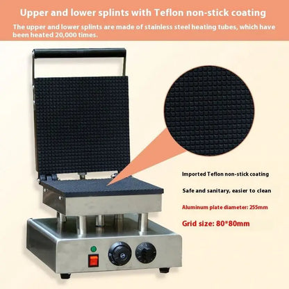 TEBAK Square Egg Roll Machine Snack Equipment Food Waffle Electric Biscuit Cookie Making Machine Ice Cream Cone Waffle Maker