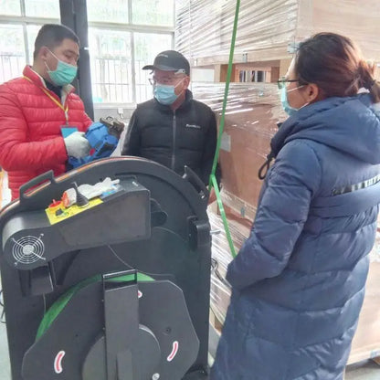 Semi-auto Pallet Portable Mobile Ergonomic Pallet Strapping System Plastic PP / PET Strap Feeding Machine Box Strapping Machine