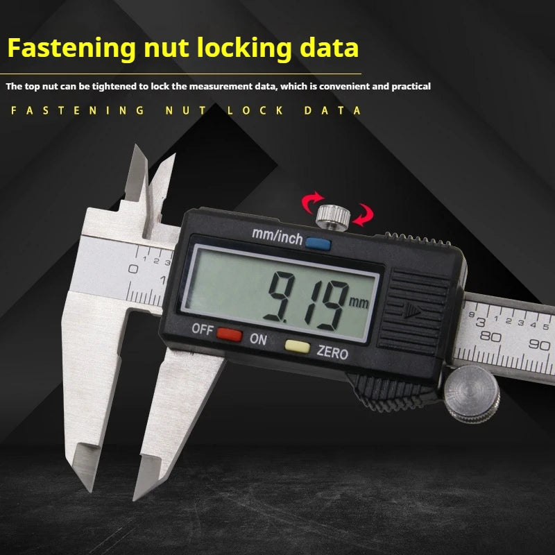 TEBAK Electronic Digital Vernier Caliper 150mm Carbon Fiber Composites Stainless Steel Micrometer Measuring Tool Digital Ruler