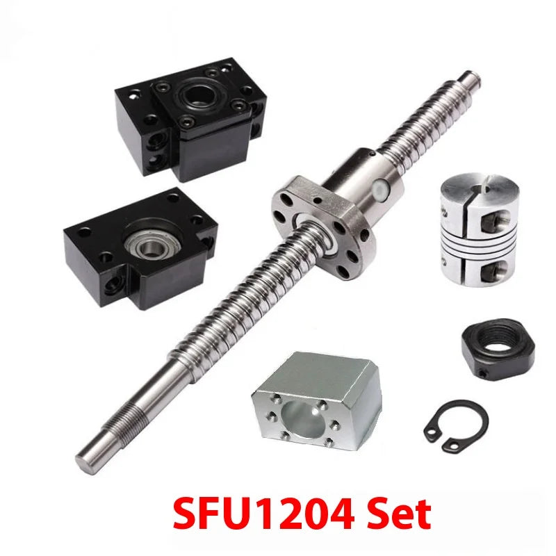 TEBAK  Cheap Ball Screw CNC Machine Parts Rotating Nut Ballscrews Supports Bearing Blocks D-04 SFU1204 Full Set Cnc Machine