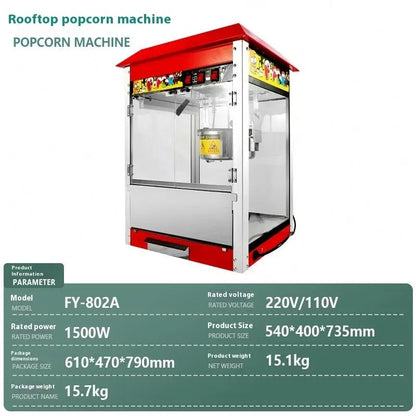 Red Roof Commercial Electric Pop Corn Making Maker Customized Popcorn Machine Popcorn Machine 8oz Kettle Popcorn Machine