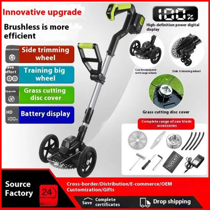 TEBAK Electric Wheeled Lawn Mower Brush Cutter Lawn Mower Polishing Weed Wackering Electric Lawn Mower Grass Weed Trimmer