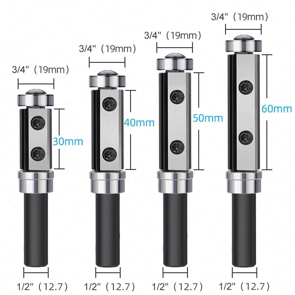 TEBAK Disposable Trimming Knife 1/2 Handle Detachable Side and Face Milling Spiral Wood Shaper Cutter Head for Woodworking
