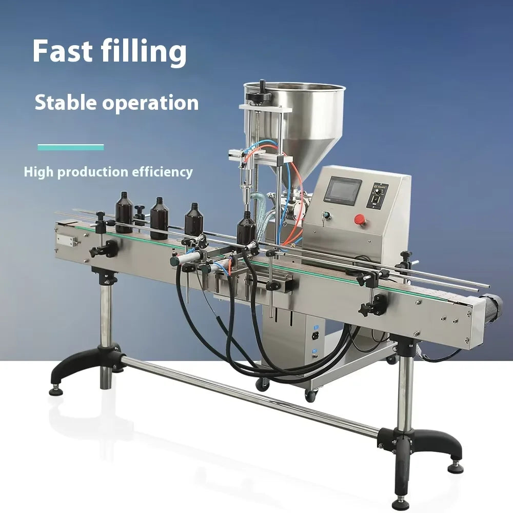 TEBAK Automatic Liquid Machine Small Bottles Lotion Cream Cosmetic Food Viscous Liquid Filling Machine With Conveyor and Hopper