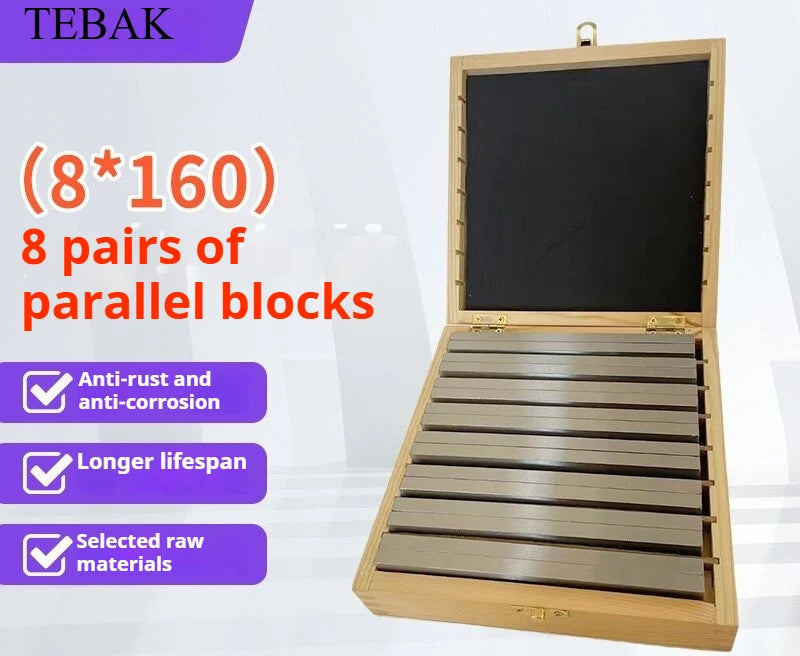 TEBAK Machine Tools 160x8mm 9pairs Precision Parallel Set Parallelism: 0.005mm Parallel Bock Set Block Gauge Gage