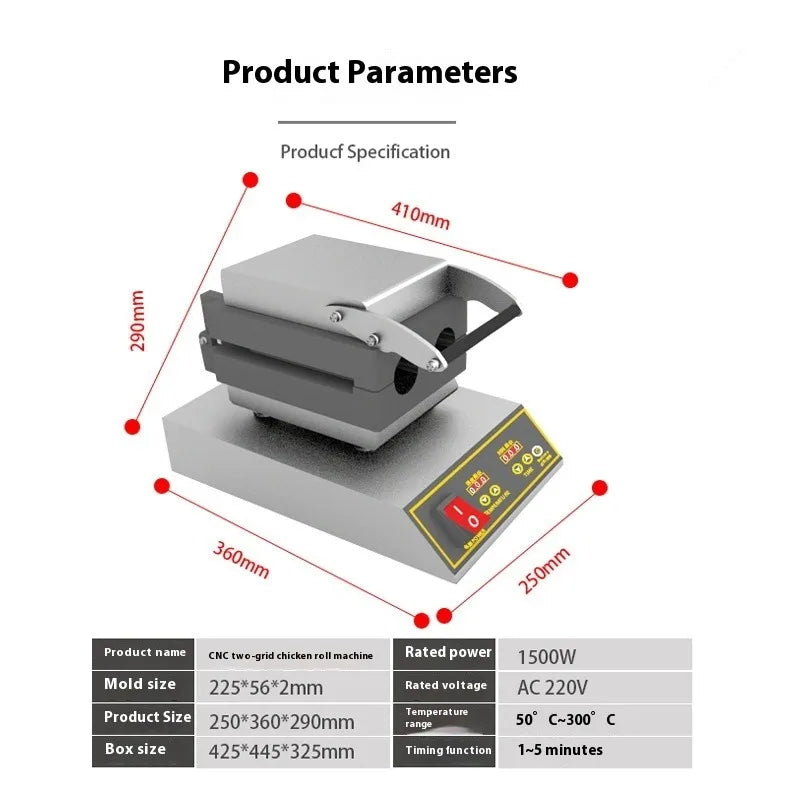 TEBAK Electric Mexico Chicken Wraps Toaster Barbecue Burrito Baker Machine Non-stick Chicken Meat Burrito Heating Roll Machine