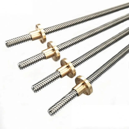 TEBAK W-08 C5 C7  8mm 110 200 400 500 600 1000mm T8 Trapezoidal Lead Screw with Brass Nut for Cnc Machine Stepper Motor