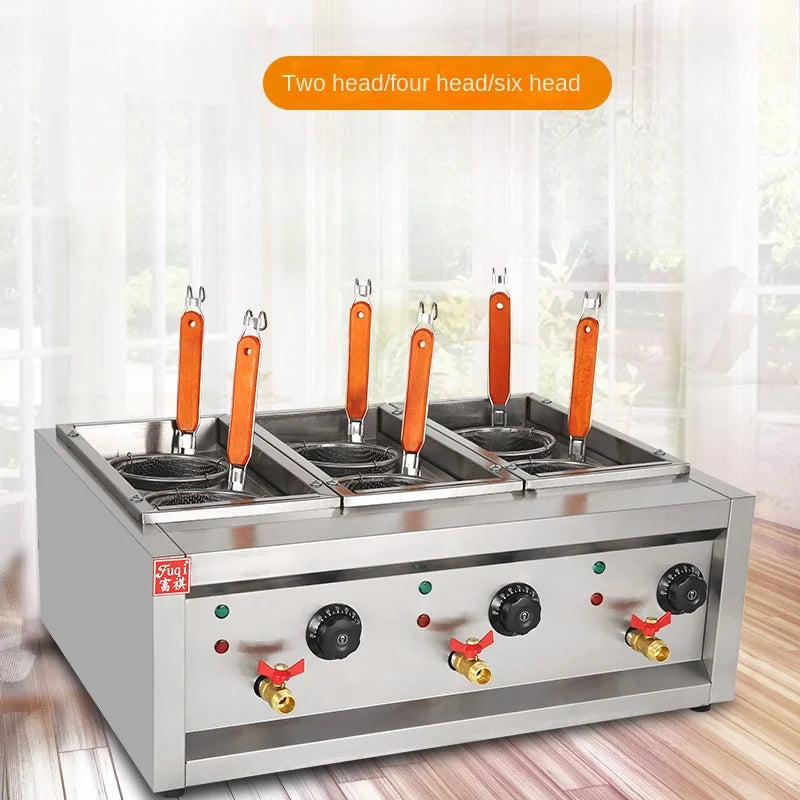 Popular Kitchen Appliances Commercial Heating Noodle Machines Six Heads Electric Noodle Cooker Hot Pot Fryer