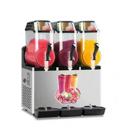 TEBAK Electric Granita Ice Double Tank Frozen Drink Machine Commercial Slush Making Machine Soft Drink Slushy Margarita Mesin