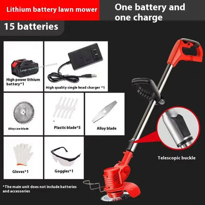 Portable Lightweight 21V Cordless Electric Grass Trimmer Weed Eater with 1 Rechargeable Battery and Folding Handle for Lawn Use