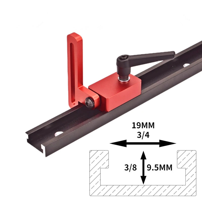TEBAK W-105 30mm Woodworking Aluminium T Track Adjustable Scale Manual Flip Accurate Miter t Track Locator Sliding Brackets Stop