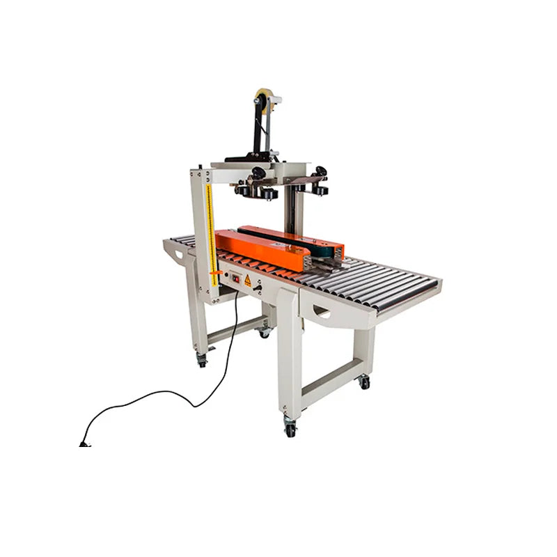 TEBAK Heavy Carton Express CE Automatic Conveyor Adhesive Side Belt Taping Sealing Packing Machine With Movable Caster