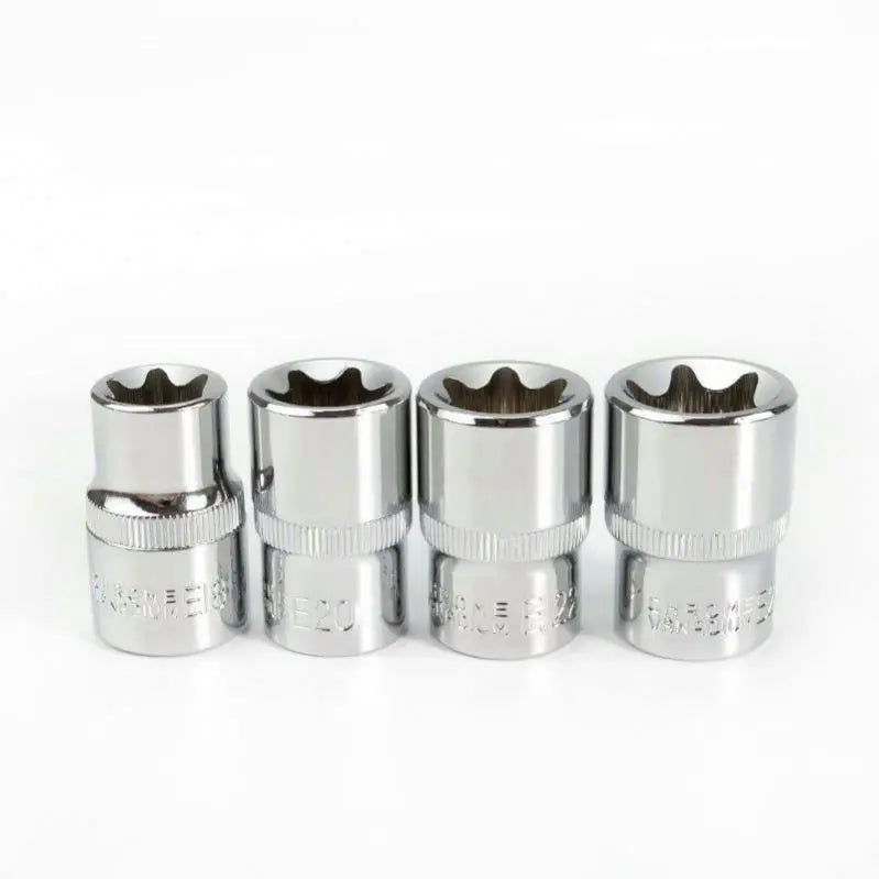 TEBAK Crv Material 14pcs/set E Torx Star Female Bit Sockets Set 1/2" 3/8" 1/4" Drive E4 - E24 Repair Tools Hand Tool Set Sleeve
