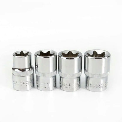 TEBAK Crv Material 14pcs/set E Torx Star Female Bit Sockets Set 1/2" 3/8" 1/4" Drive E4 - E24 Repair Tools Hand Tool Set Sleeve