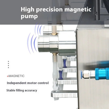 4 Nozzle Semi-Automatic Magnetic Pump Liquid Vial Bottle Packing Machine 10-2500ml Oil Beverage Water Perfume Juice Packaging