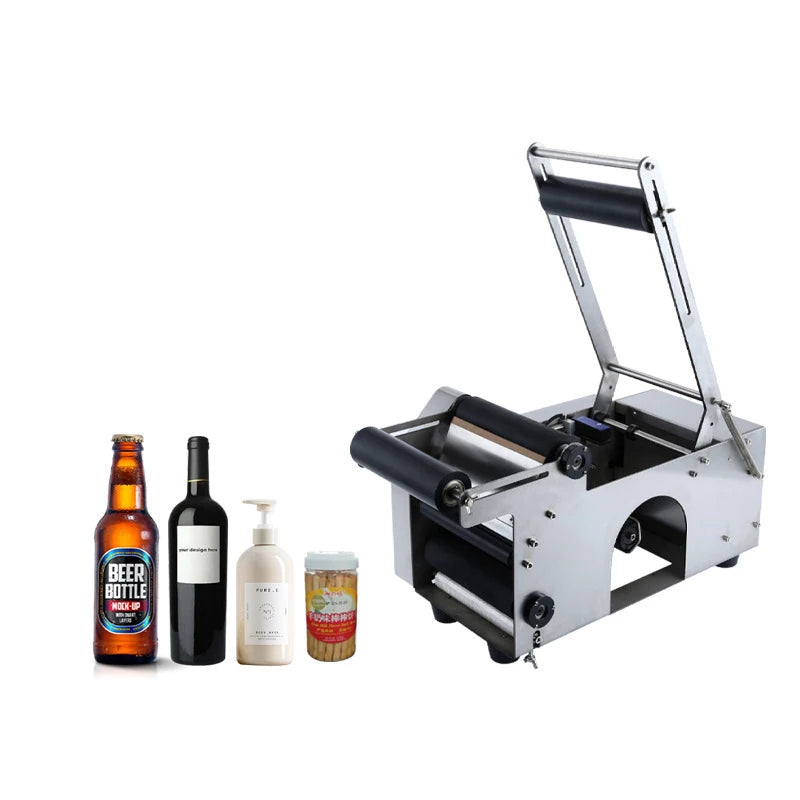 TEBAK Table-Top Electric Manual Labeling Machine for Round Bottles and Beverage Bottles Sticker Labeling Machine SY-50