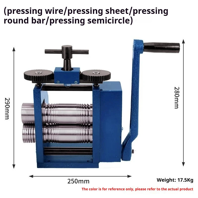 TEBAK DIY Manual Presser Gold Jewelry Rolling Flat Semicircle Pattern Jewelry Rolling Mill Machine for Metal-rolling Sheet Mills