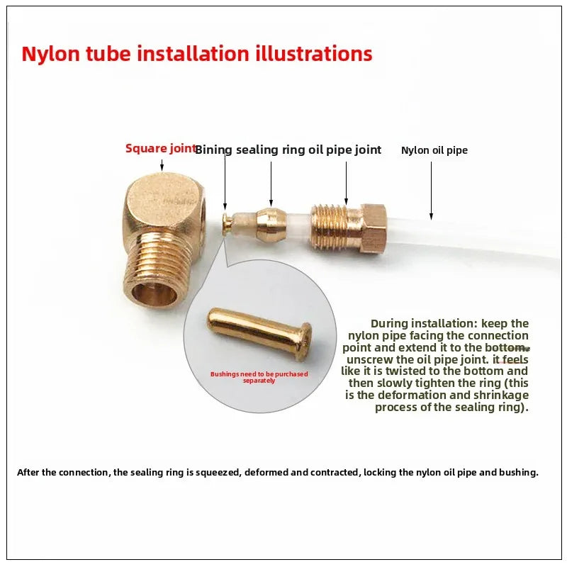 4mm & 6mm Brass Plastic Straight Pipe Fittings Compression Ferrule Tube Connector Lubrication Head Model Machine Tool Adapter