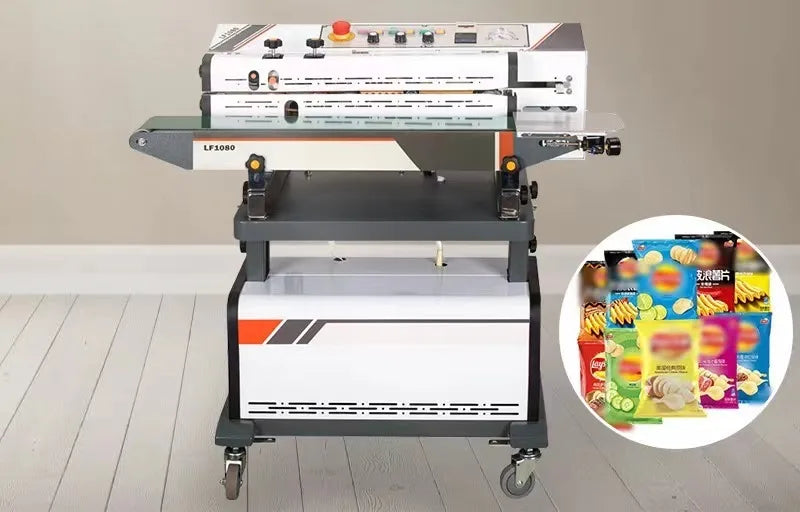 TEBAK  Automatic Continuous Vacuum Sealing Machine with Nitrogen Gas Filling Flush Sealing Machine