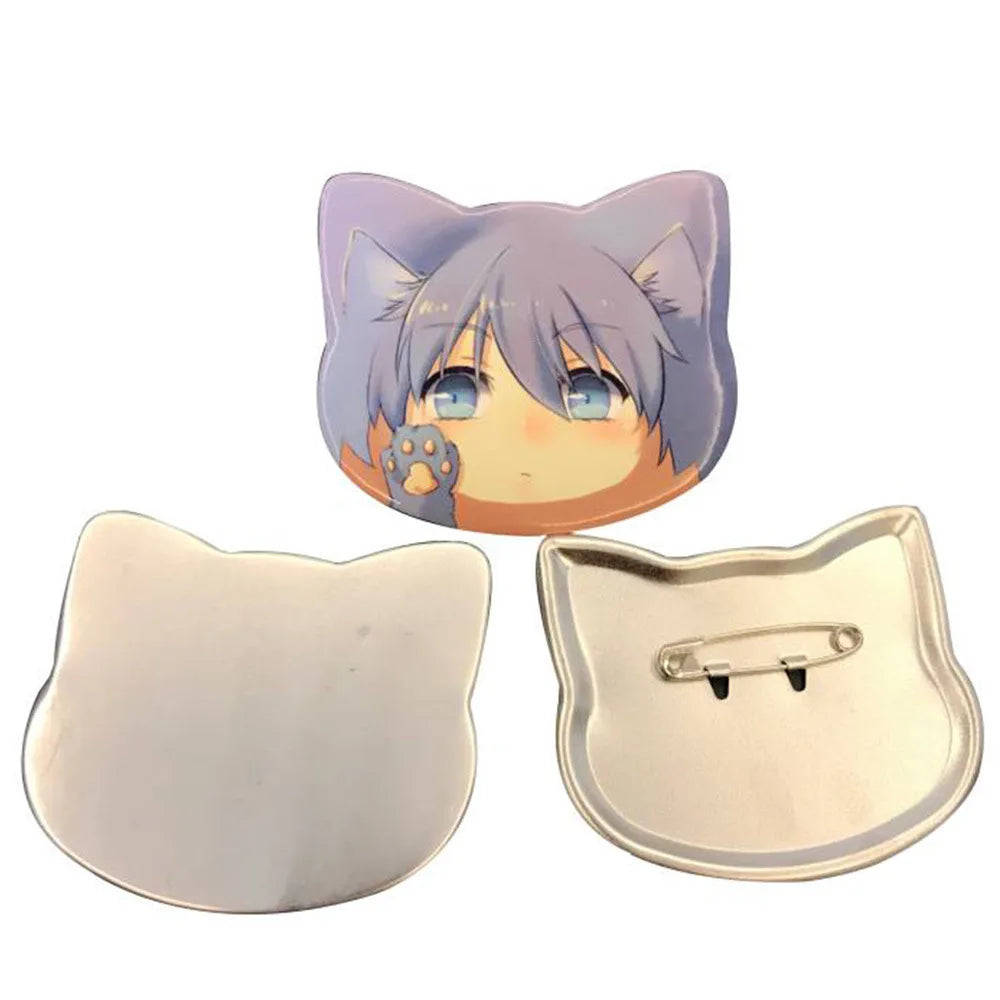 Hot Selling DIY Cat Photo 68*58mm Big Cat Shape  Badge Maker Button Machine + Paper Cutter + 100pcs Badge Parts