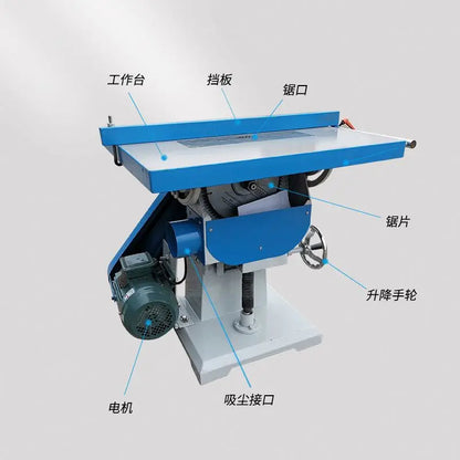 A TEBAK Automatic Woodworking Electric Circular Saw Machine Disc Cutting Grooving Circular Swing Angle 45 Degree Tilting Table Saw