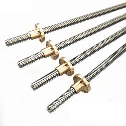 TEBAK W-08 C5 C7  8mm 110 200 400 500 600 1000mm T8 Trapezoidal Lead Screw with Brass Nut for Cnc Machine Stepper Motor