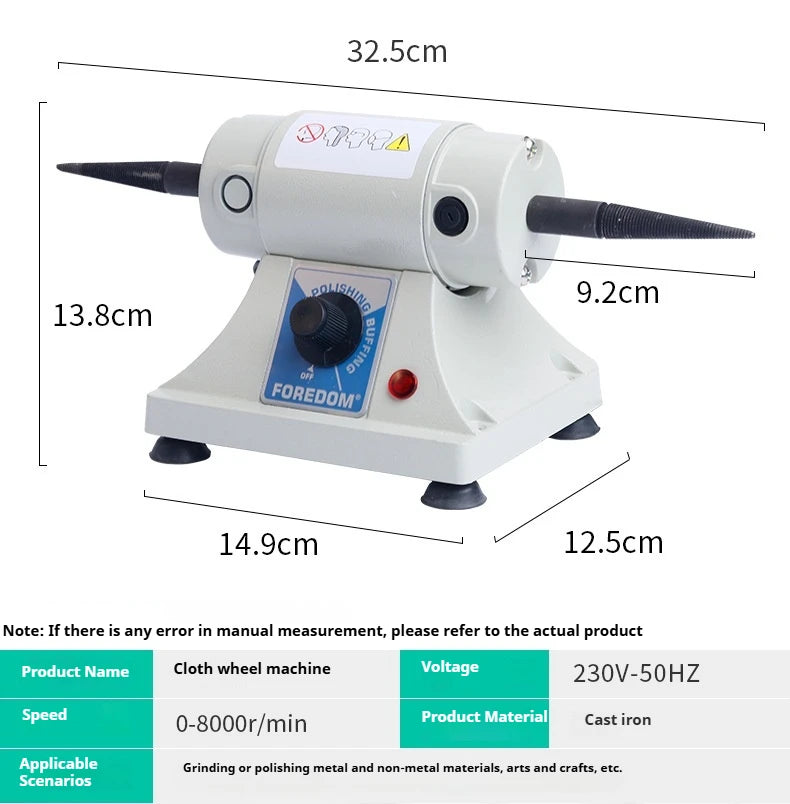 TEBAK Jewelry Making Tools Buff Polishing Machine Double-Head Tabletop Grinder Buffing Wheel Jewelry Polishing Machine