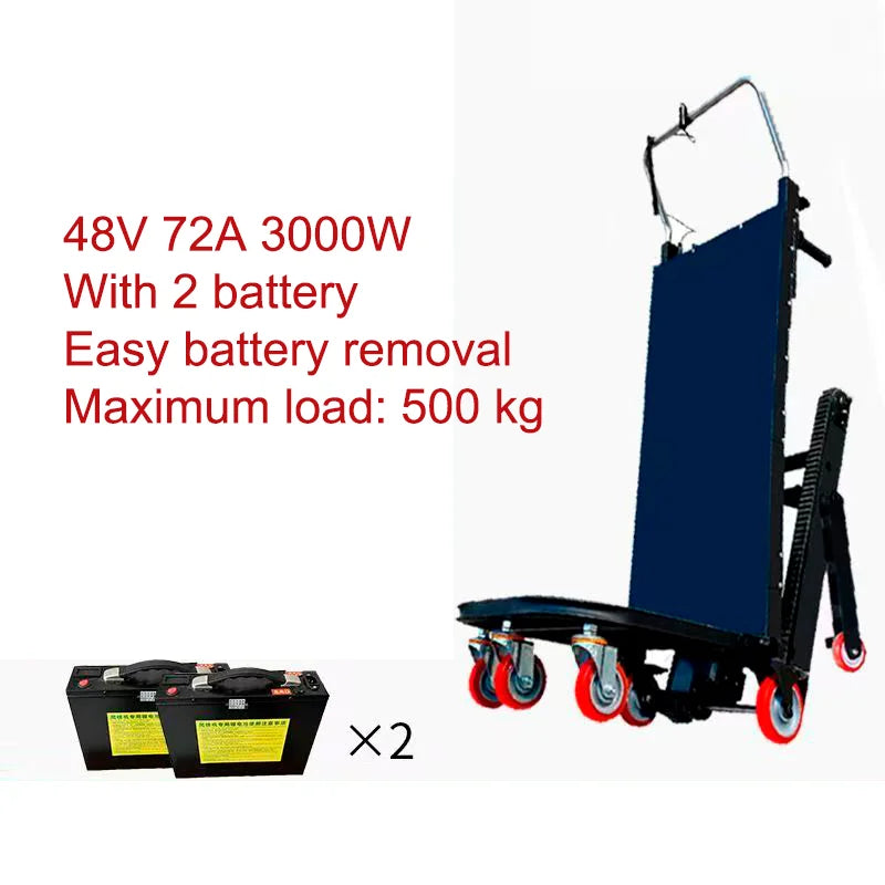 Electric Dolly Stair Climbing Trolley 2 Battery Stair Climbing Hand Truck 3000W 500kg Load Stair Climber Crawler Dolly Cart