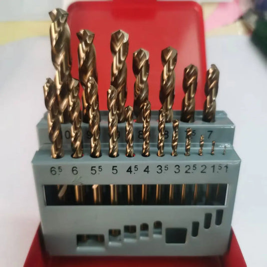 TEBAK Big Micro Round Straight 13 19 25 Pcs Cobalt Fully Ground 135 Degree Twist Cobalt Hss Drill Bit Set