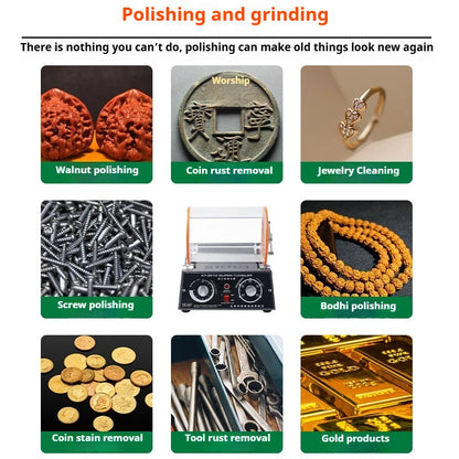 TEBAK Gold Silver Drum Jewelry Polishing Machine Rotary Tumbler Jewelry Polishing Machine Rotary Tumbler Gem Grinding Machine