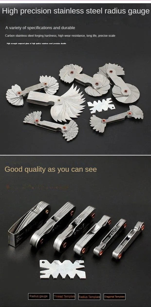 TEBAK Screw Gauge Set Thread Pitch Gage 52 Blades 60 Degree Metric 55 Degree Whit Worth Lock Thread Pitch Gage Feeler Gauge