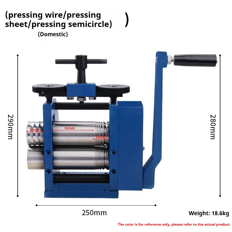 TEBAK DIY Manual Presser Gold Jewelry Rolling Flat Semicircle Pattern Jewelry Rolling Mill Machine for Metal-rolling Sheet Mills