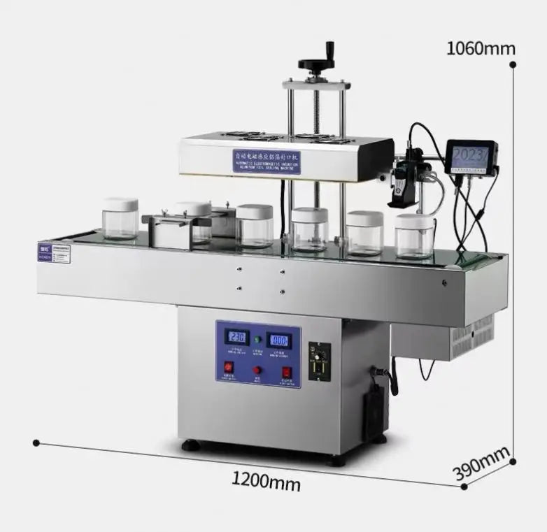 Aluminum Foil Gasket Sealing Machine Automatic Stainless Steel Continuous Plastic Bottle Glass Jar Lid Electromagnetic Induction