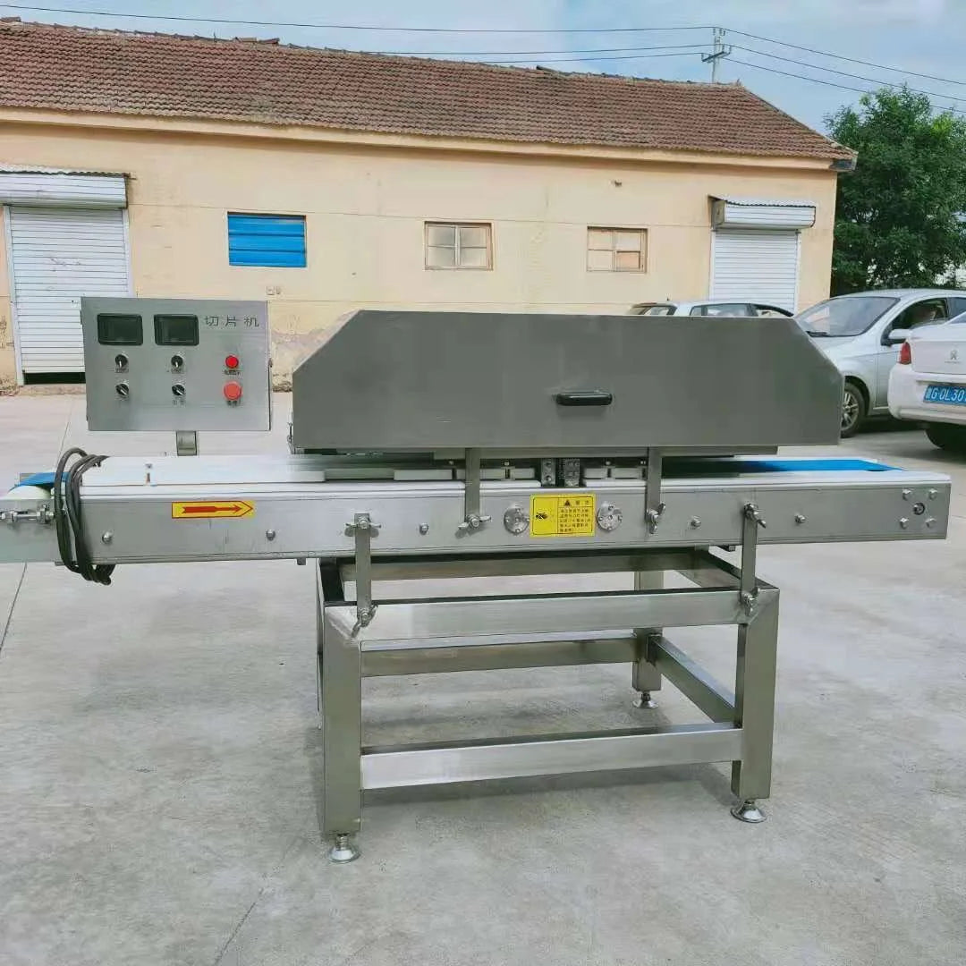 TEBAK Fresh Meat Conveyor Type Fresh Meat Slicer Food Chicken Breast Slicing Machine