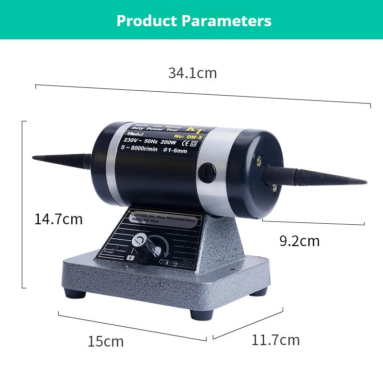 TEBAK Jewelry Making Tools Buff Polishing Machine Double-Head Tabletop Grinder Buffing Wheel Jewelry Polishing Machine