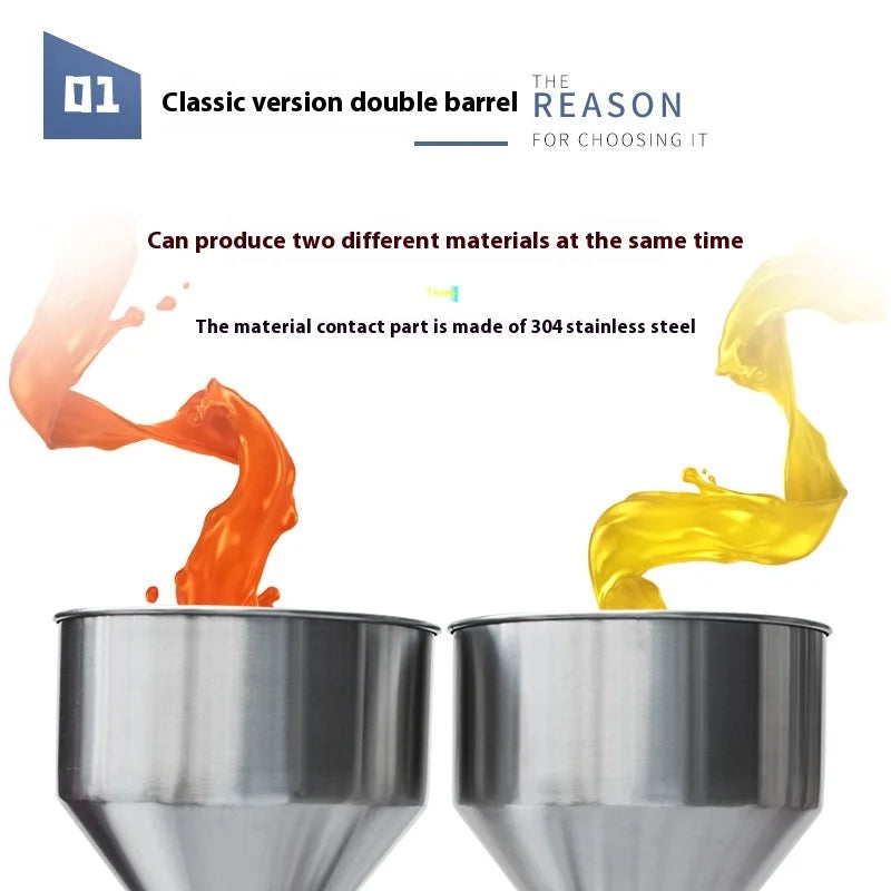 TEBAK 100-1000ml Double Head Shampoo Cream Ketchup Face Cream Cosmetic Oil Jam Lotion Chocolate Honey Food Paste Filling Machine