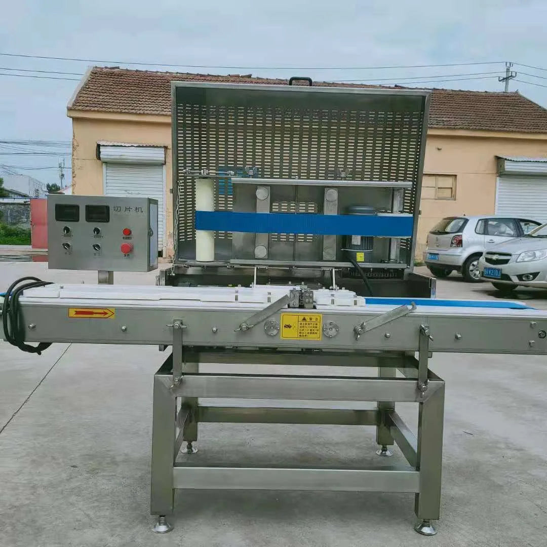 TEBAK Fresh Meat Conveyor Type Fresh Meat Slicer Food Chicken Breast Slicing Machine