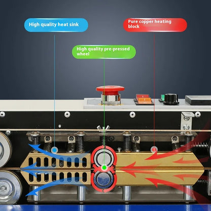 TEBAK Date Printed Automatic Vertical Continuous Plastic Sealer Machine Bag Sealing Machine for Plastic Bags
