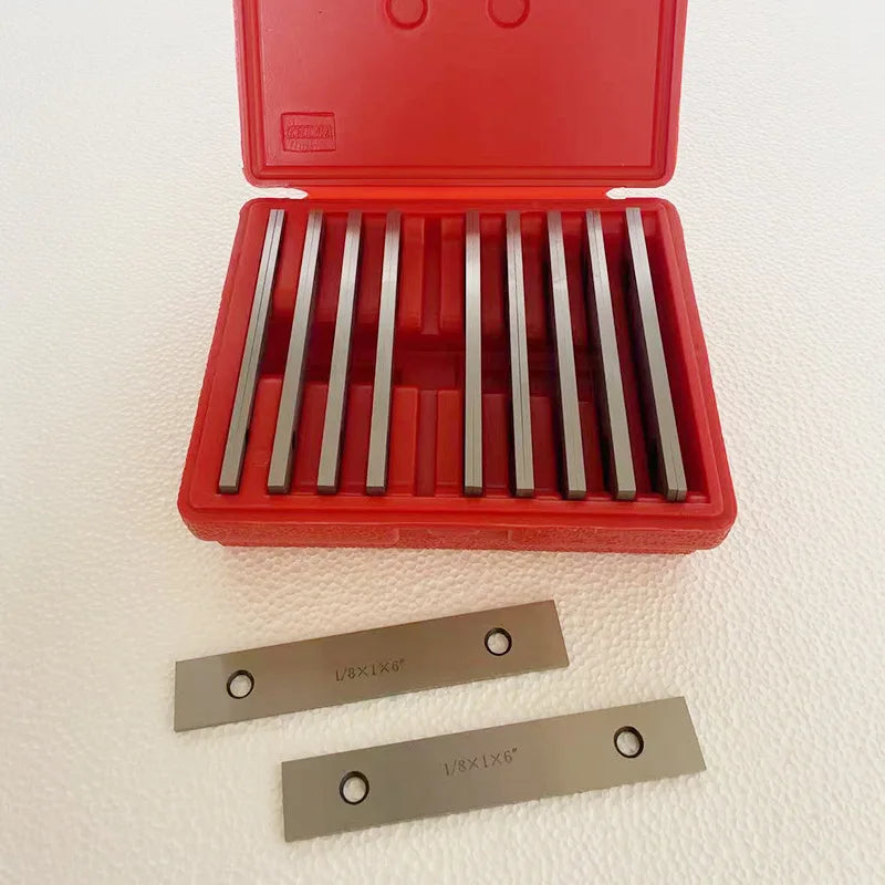 TEBAK 1/8\" Thick X 6\" Long 10 Pairs Machinist Thin Parallel Block Bar Tool Set Steel Material with 2 Holes for CNC Machine