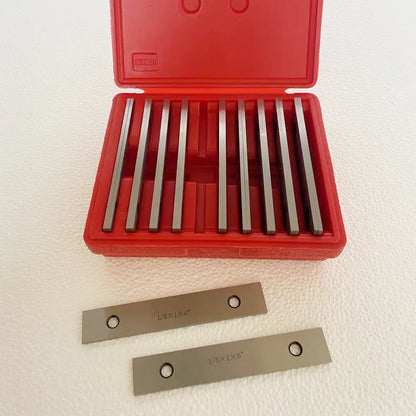 TEBAK 1/8\" Thick X 6\" Long 10 Pairs Machinist Thin Parallel Block Bar Tool Set Steel Material with 2 Holes for CNC Machine