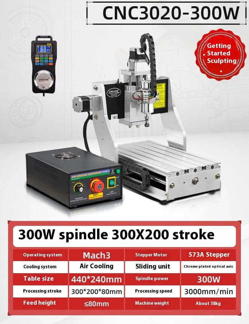 TEBAK JY-16 3020 800W Industrial Engraving Drilling Machine with Handwheel 300*200mm Carving Size 3 Axis 4 Axis