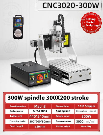 TEBAK JY-16 3020 800W Industrial Engraving Drilling Machine with Handwheel 300*200mm Carving Size 3 Axis 4 Axis