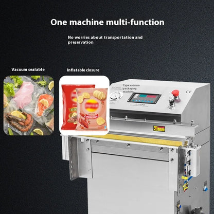 TEBAK VS-600SS Stand Type Automatic Stainless Steel External Nitrogen Gas Flushing Fish Sealing Packing Machine