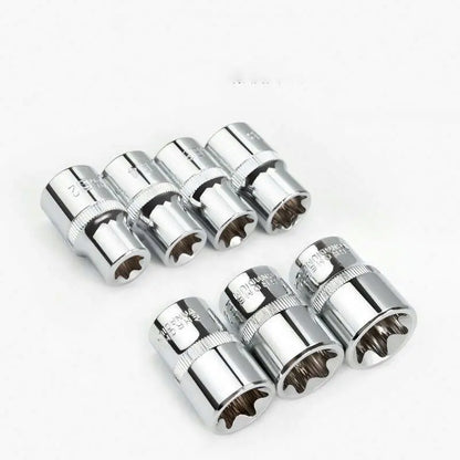 TEBAK Crv Material 14pcs/set E Torx Star Female Bit Sockets Set 1/2" 3/8" 1/4" Drive E4 - E24 Repair Tools Hand Tool Set Sleeve