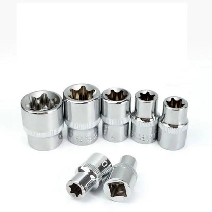TEBAK Crv Material 14pcs/set E Torx Star Female Bit Sockets Set 1/2" 3/8" 1/4" Drive E4 - E24 Repair Tools Hand Tool Set Sleeve