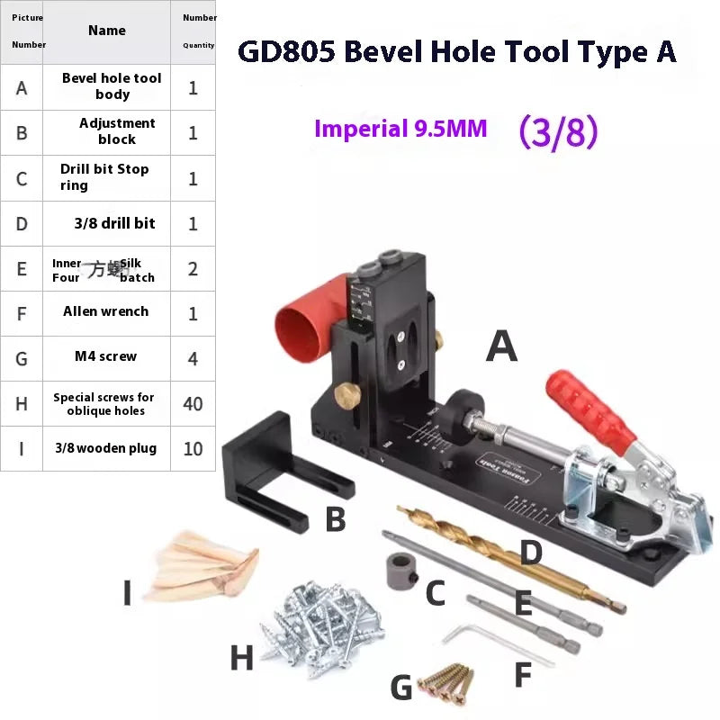 TEBAK W-148 Hinge Hole Opening Tool Woodworking Board Connector Oblique Hole Punching Locator