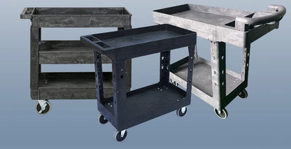 Tray Top Trolley Cart 2 Tier Stable Utility Plastic Service Cart Food Trolley for Restaurant